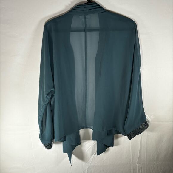 Soft Surroundings Kimono Jacket Size XL Women’s Aqua Sequins Open Front - Picture 8 of 8